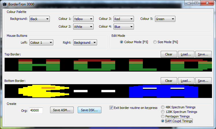 screenshot of BorderTron 3000 running